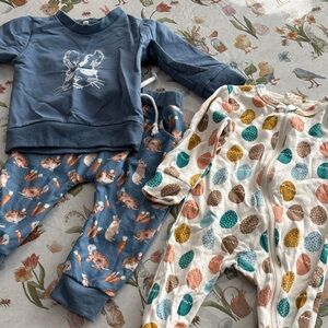 Easter jogger outfit and Multicolor egg Kids Pajama Set